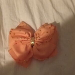 Peach Bow with Gold Accents